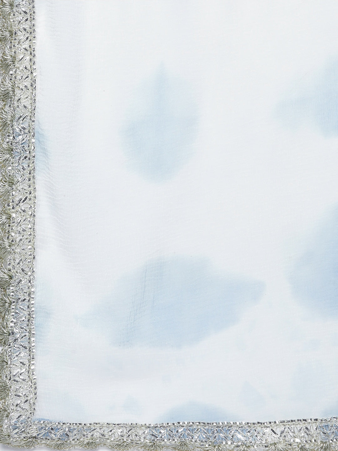 HERE&NOW Women Blue & White Ethnic Embroidered Kurta with Trousers & With Dupatta