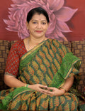 Combo of Green, Red And Yellow Colour Block Print Pure Kota Doria Printed Saree By Gayathri Reddy Designer Studio