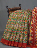 Dark Leaf Green And Red Colour Patola Print Semi Chanderi Saree By Gayathri Reddy Designer Studio