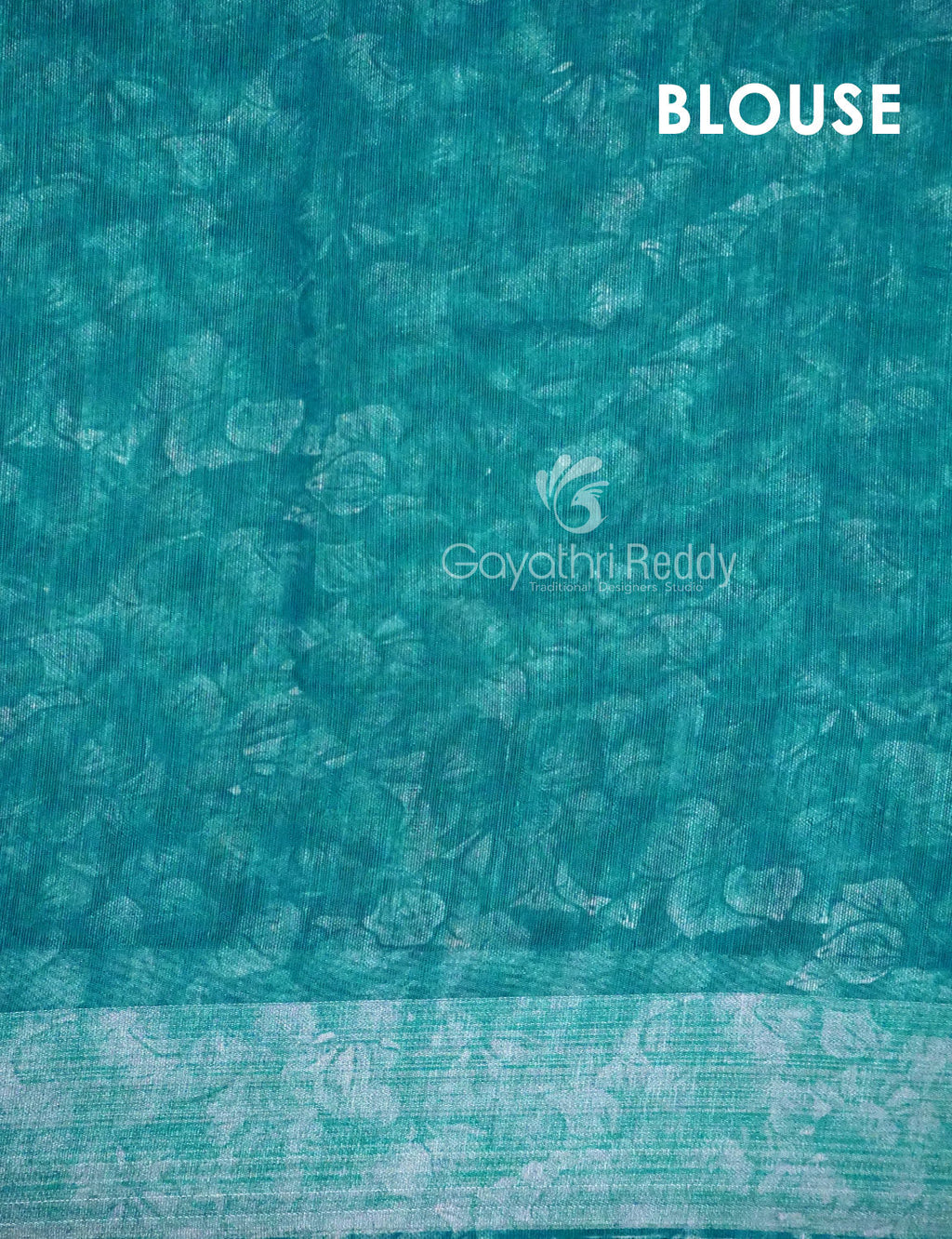 Shades of Apple Green With Turquoise Green Blouse Floral Design Semi Chanderi Saree By Gayathri Reddy Designer Studio