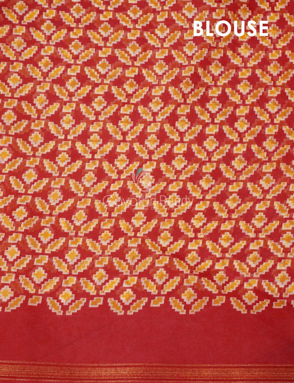 Dark Leaf Green And Red Colour Patola Print Semi Chanderi Saree By Gayathri Reddy Designer Studio