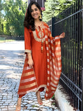 Vegaa Fashion Orange Chanderi Silk Embroidered Salwar Suit