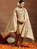 Vegaa Fashion Cream Chanderi Silk Embroidered Salwar Suit