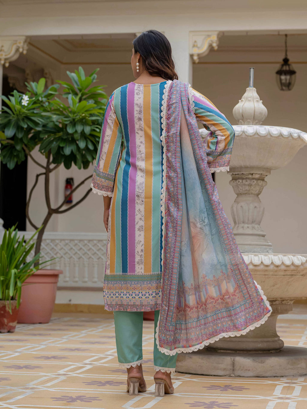 Vegaa Fashion Sky Blue Rayon Embroidered Salwar Suit