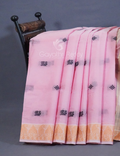 Kalanetha Shades of Baby Pink Pure Kanchi Cotton Saree With Kanchi Traditional Border By Gayathri Reddy Designer Studio