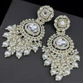 Tehzeeb Creations White Gold Trending Style Drop & Danglers Earring For Girls & Women Diamond, Pearl Brass Drops