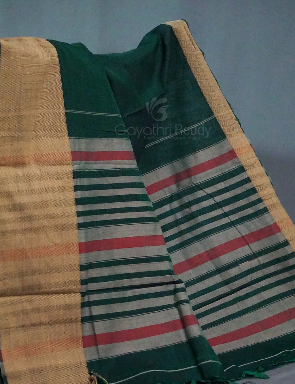 Kalanetha Bottle Green Pure Narayanpet Cotton Saree By Gayathri Reddy Designer Studio