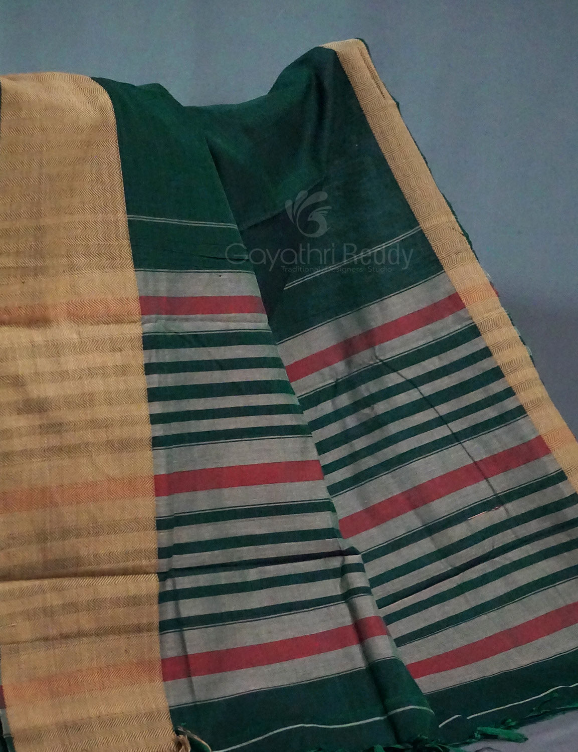 Kalanetha Bottle Green Pure Narayanpet Cotton Saree By Gayathri Reddy Designer Studio