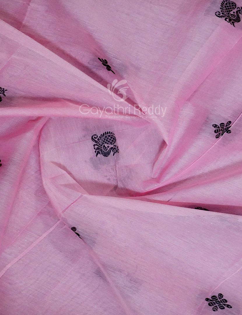 Kalanetha Shades of Baby Pink Pure Kanchi Cotton Saree With Kanchi Traditional Border By Gayathri Reddy Designer Studio