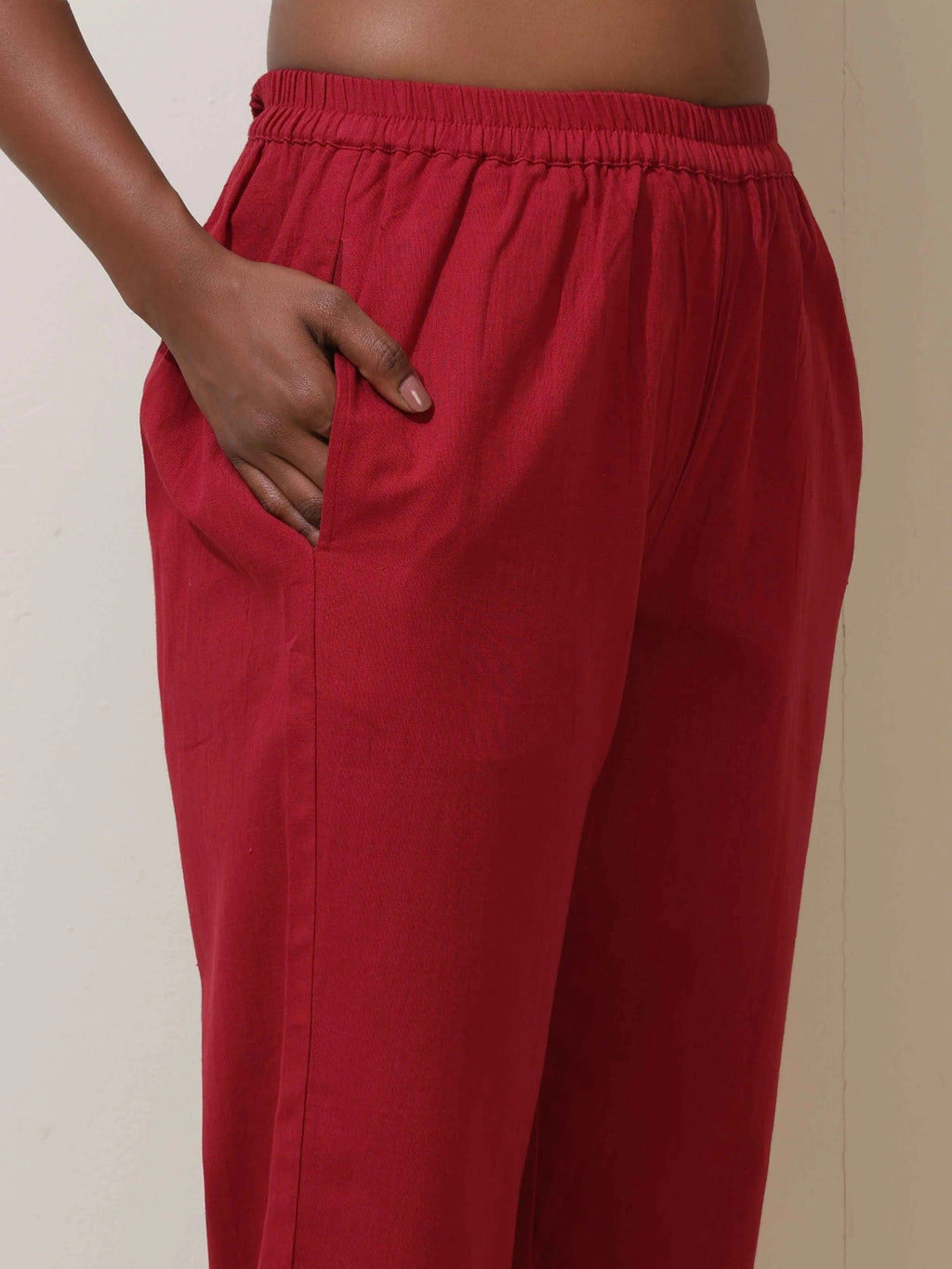 trueBrowns Maroon Cotton Linen Co-Ord Set