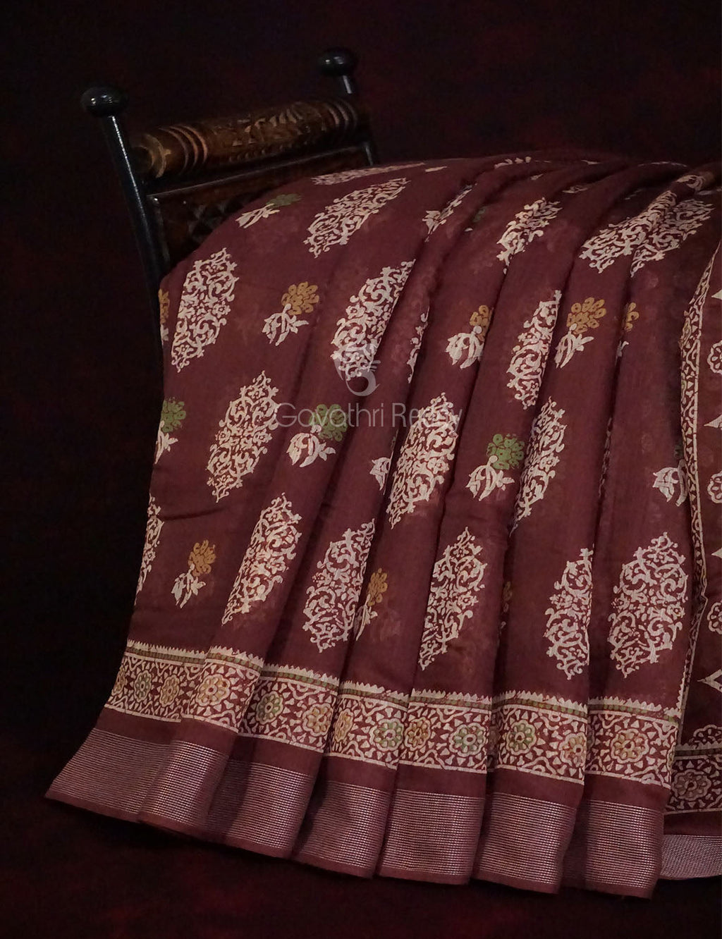 Brown Colour With Motif Design Semi Chanderi Saree By Gayathri Reddy Designer Studio