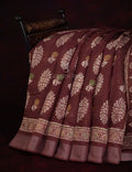 Brown Colour With Motif Design Semi Chanderi Saree By Gayathri Reddy Designer Studio