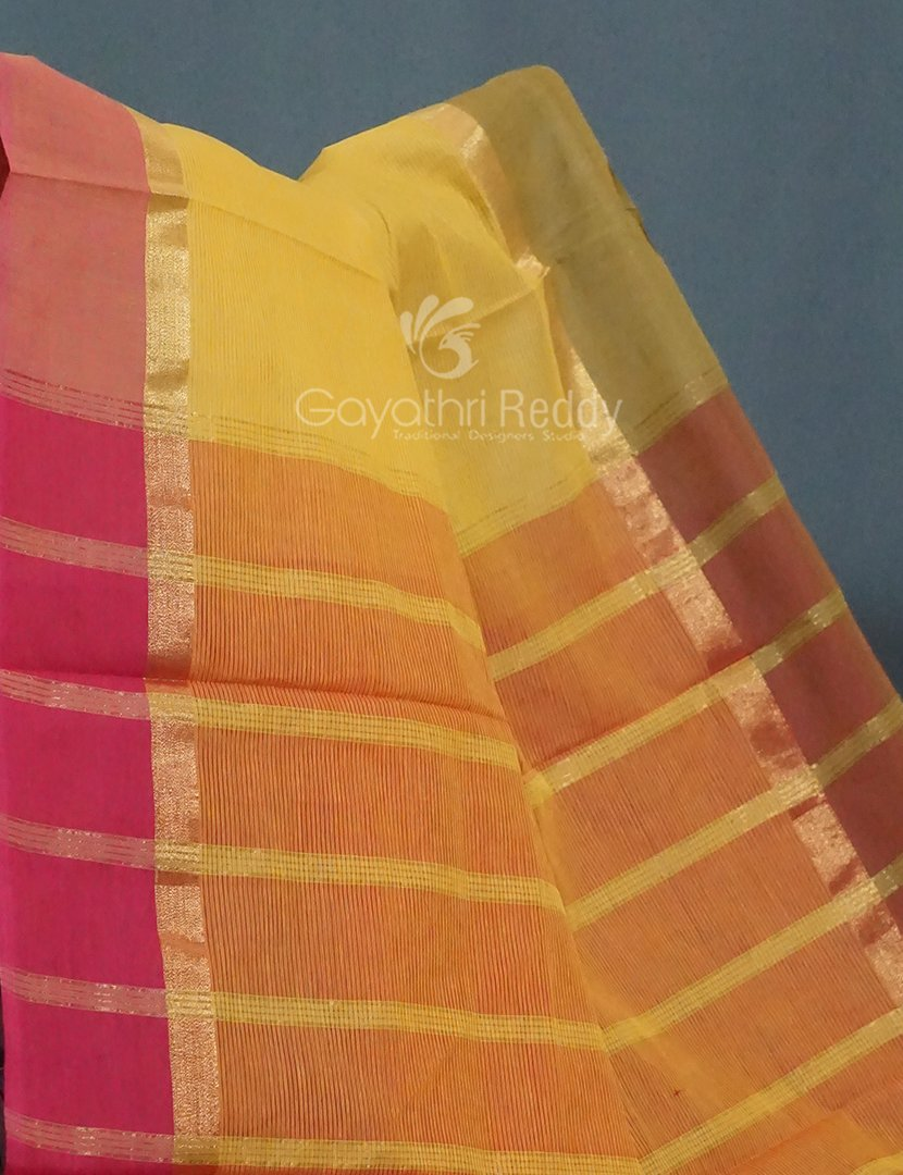 Shades of Yellowish Pure Mangalgiri Cotton By Gayathri Reddy Designer Studio