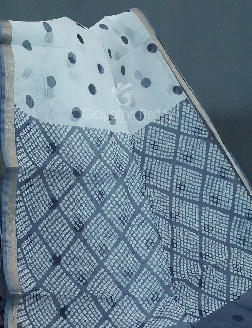 Shades of Cream And Denim Grey Colour With Patli Pallu Design Pure Kota Cotton Saree By Gayathri Reddy Designer Studio