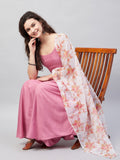 InWeave Women's Light Pink Strappy Set W Cream Orange Print Ge Dupatta