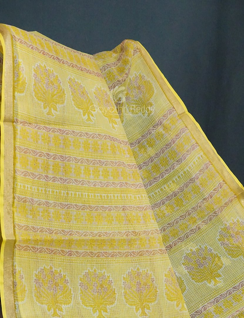 Mehendi Green And Lime Green Block Print Pure Kota Cotton Saree By Gayathri Reddy Designer Studio