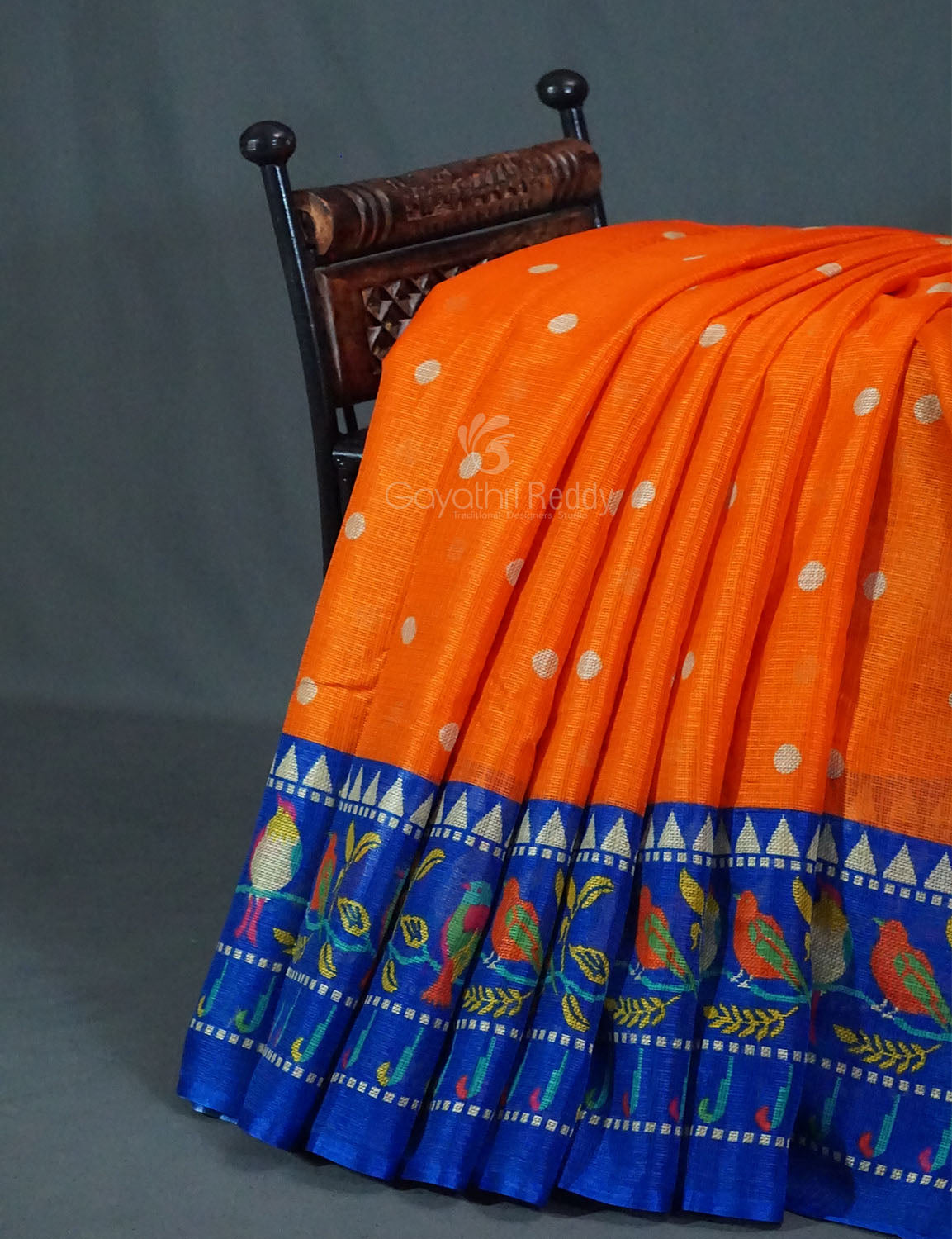Dark Orange Colored with Buttes Semi Silk Kota Saree By Gayathri Reddy Designer Studio