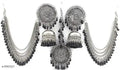 Tehzeeb Creations Women's Silver And Black Colour Oxidised Earrings With Tikka