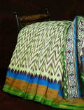 Half-White Colour With Wave Design Semi Chanderi Saree By Gayathri Reddy Designer Studio
