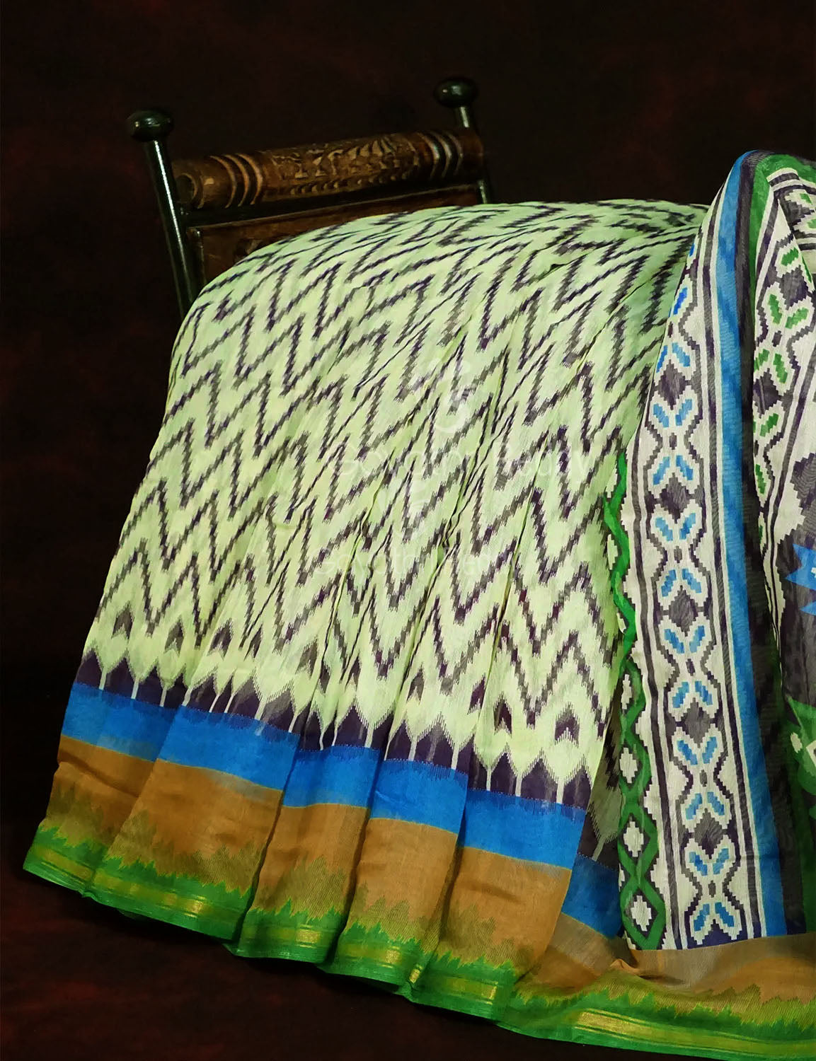 Half-White Colour With Wave Design Semi Chanderi Saree By Gayathri Reddy Designer Studio
