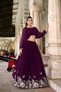 Lorenvalley Wine Georgette Sequins and Thread Embroidery work ethnic Co-ord Set