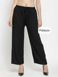 PAVONINE Black Color Straight Fit Rayon Fabric Palazzo For Women