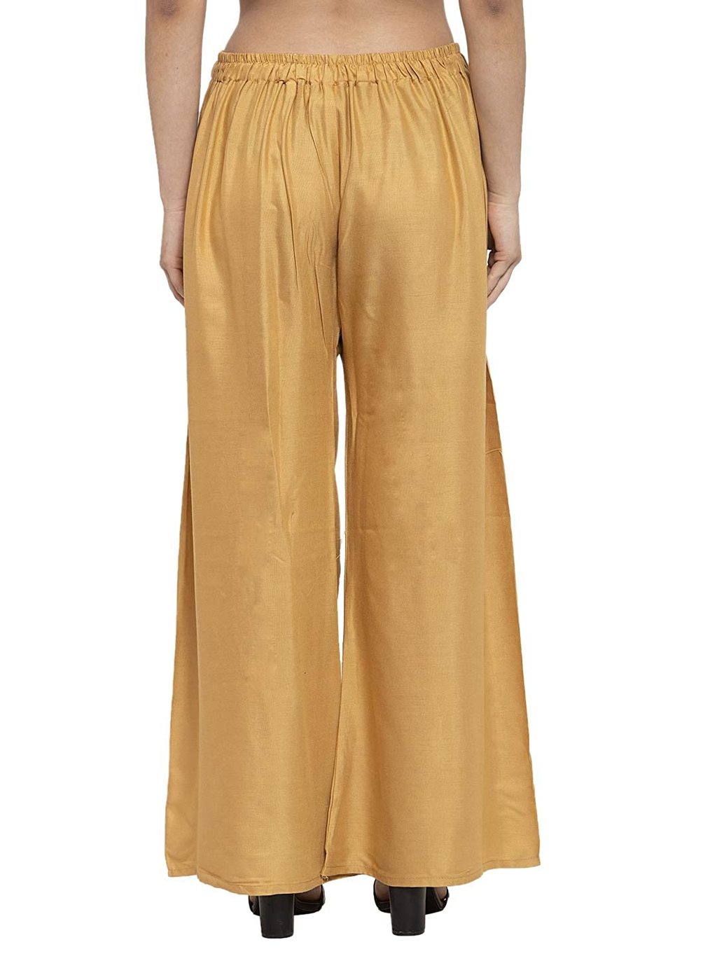 PAVONINE Beige Color Straight Fit Rayon Fabric Palazzo For Women