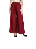 PAVONINE Maroon Color Straight Fit Rayon Fabric Palazzo For Women