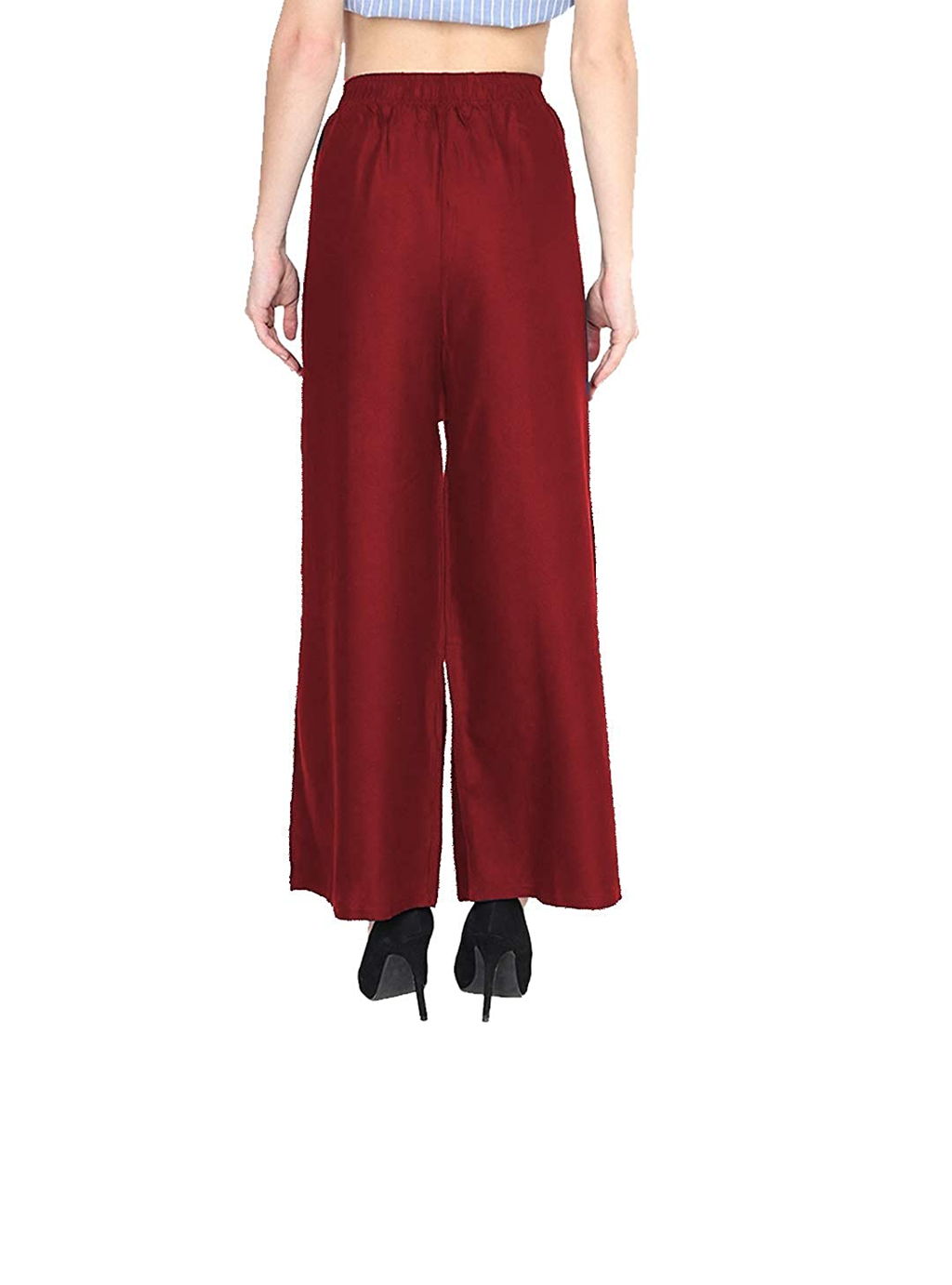 PAVONINE Maroon Color Straight Fit Rayon Fabric Palazzo For Women