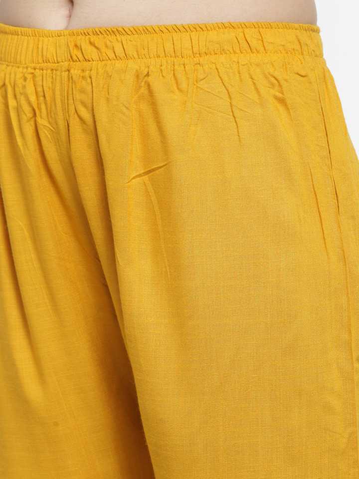 PAVONINE Mustard Color Straight Fit Rayon Fabric Palazzo For Women