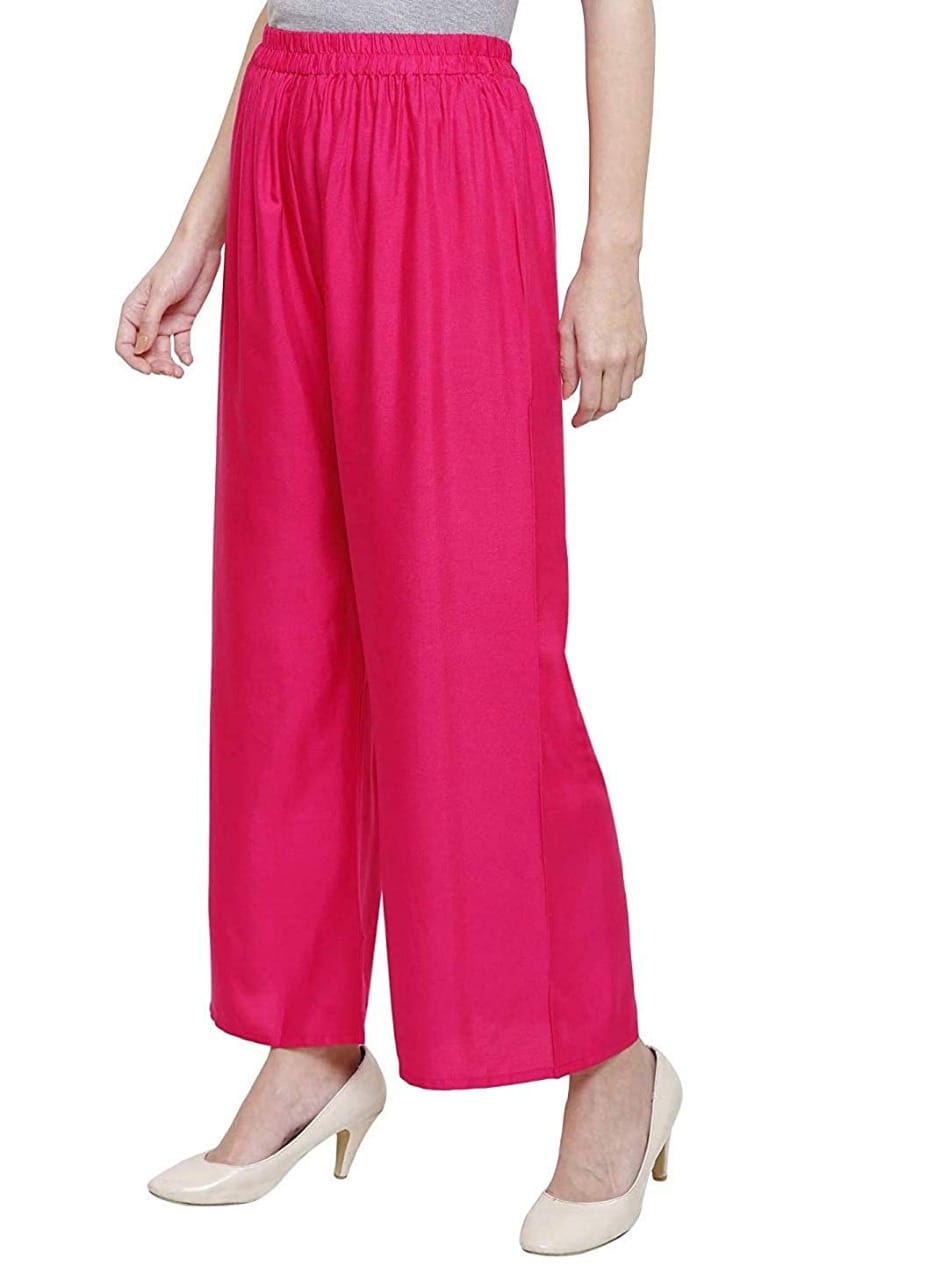 PAVONINE Rani Color Straight Fit Rayon Fabric Palazzo For Women