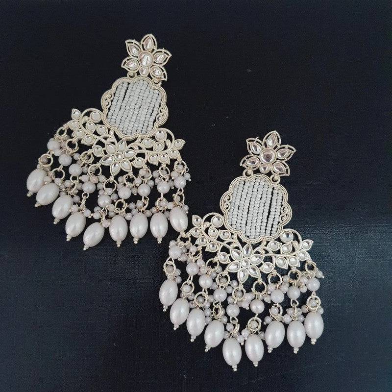 Tehzeeb Creations Gold-Polished Earrings For Women And Girls Diamond, Pearl Brass Drops & Danglers