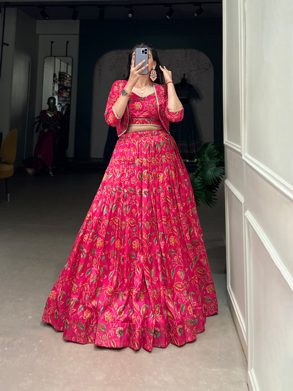 Lorenvalley Pink Tussar Silk Floral Print With Gota Patti Touch Up ethnic Co-ord Set