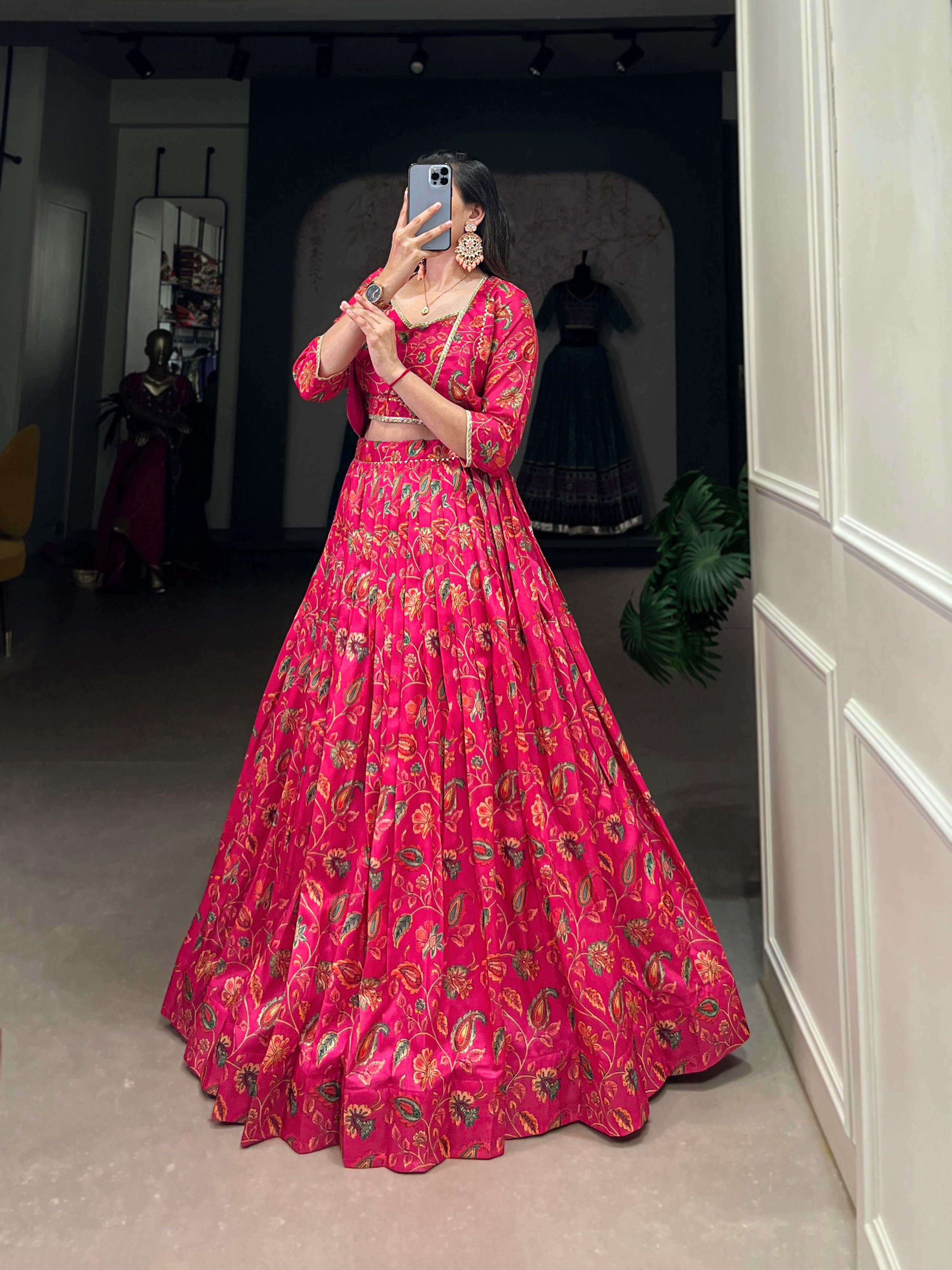 Lorenvalley Pink Tussar Silk Floral Print With Gota Patti Touch Up ethnic Co-ord Set
