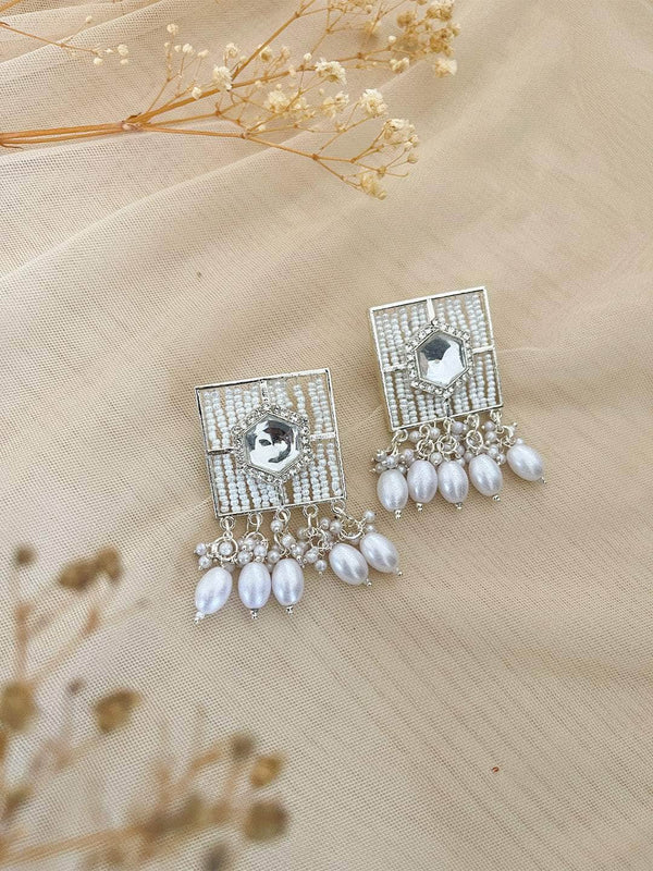Tehzeeb Creations New Stylish Earrings For Women & Girls Pearl Alloy Hoop Earring, Stud Earring