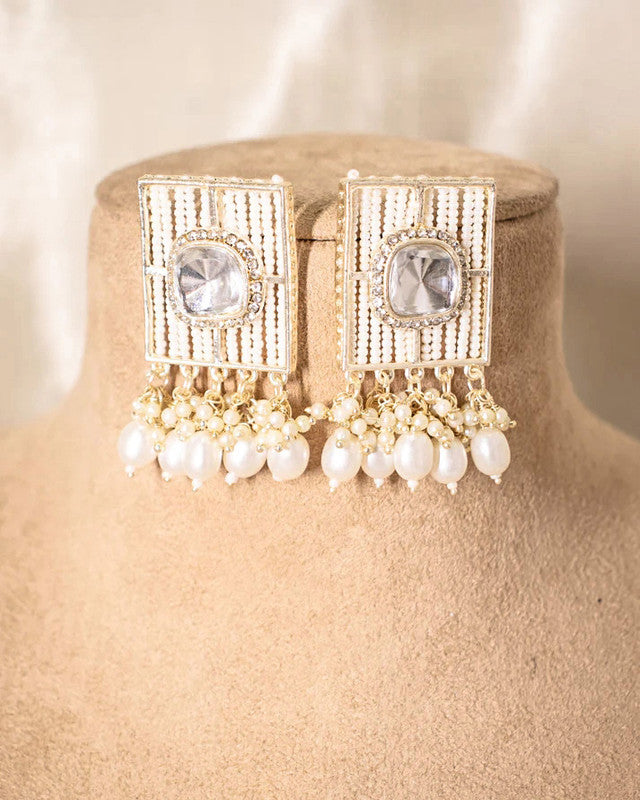 Tehzeeb Creations New Stylish Earrings For Women & Girls Pearl Alloy Hoop Earring, Stud Earring