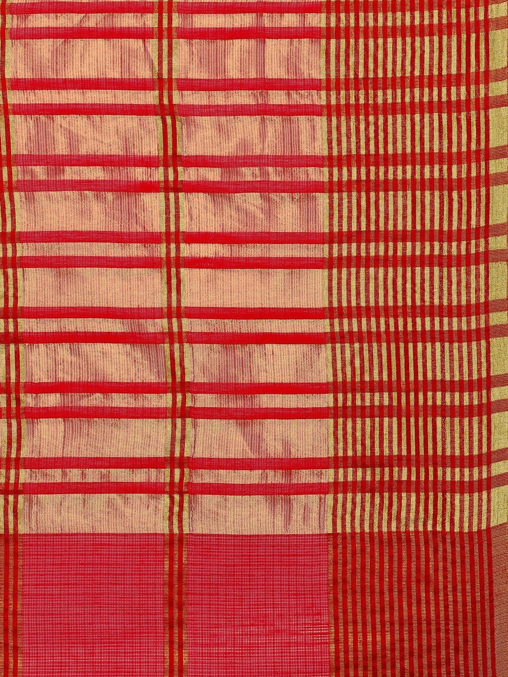 Saree Mall Red Art Silk Checked Bhagalpuri Saree