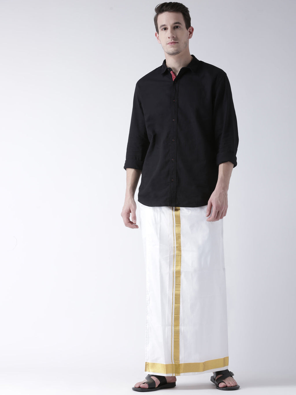 Sethukrishna Men Double Layer Readymade Dhoti With Pocket