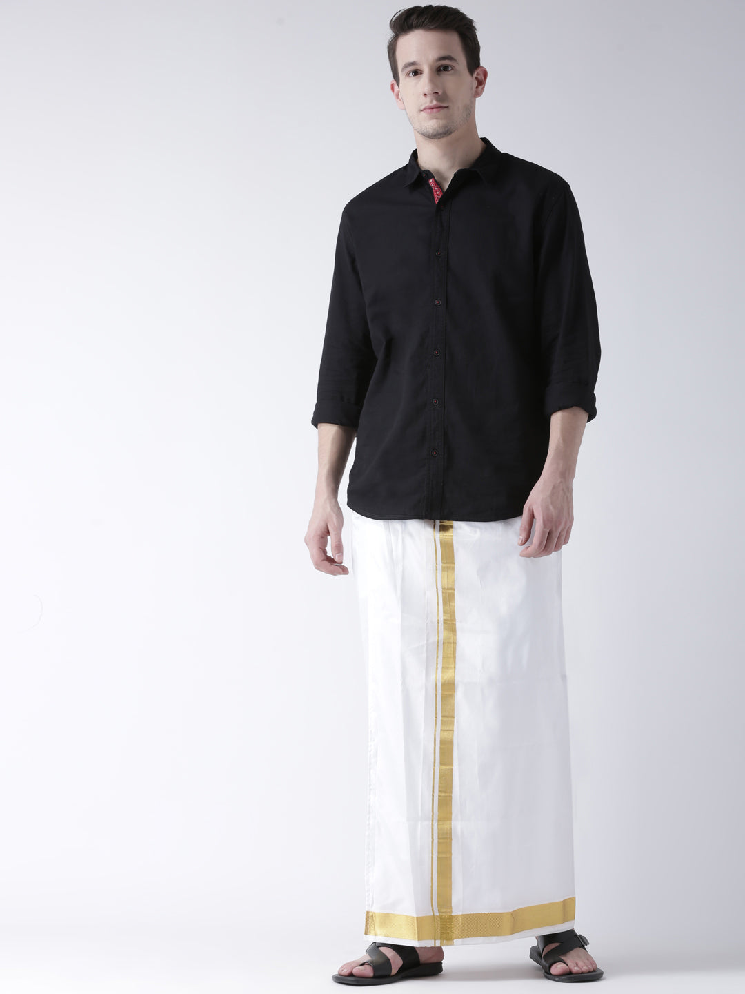Sethukrishna Men Double Layer Readymade Dhoti With Pocket