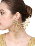 Shining Diva Gold-Toned & White Classic Jhumkas