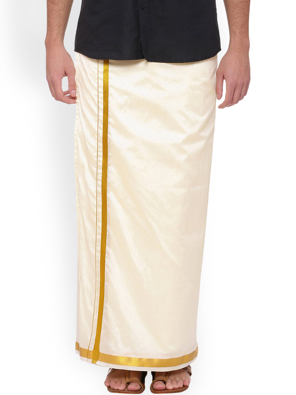 Sethukrishna Men Cream Solid Readymade Dhoti