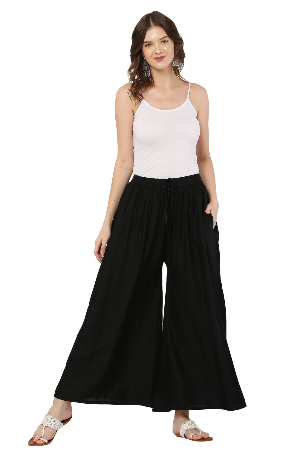 PAVONINE Black Color Rayon Fabric Jumbo Sharara For Women