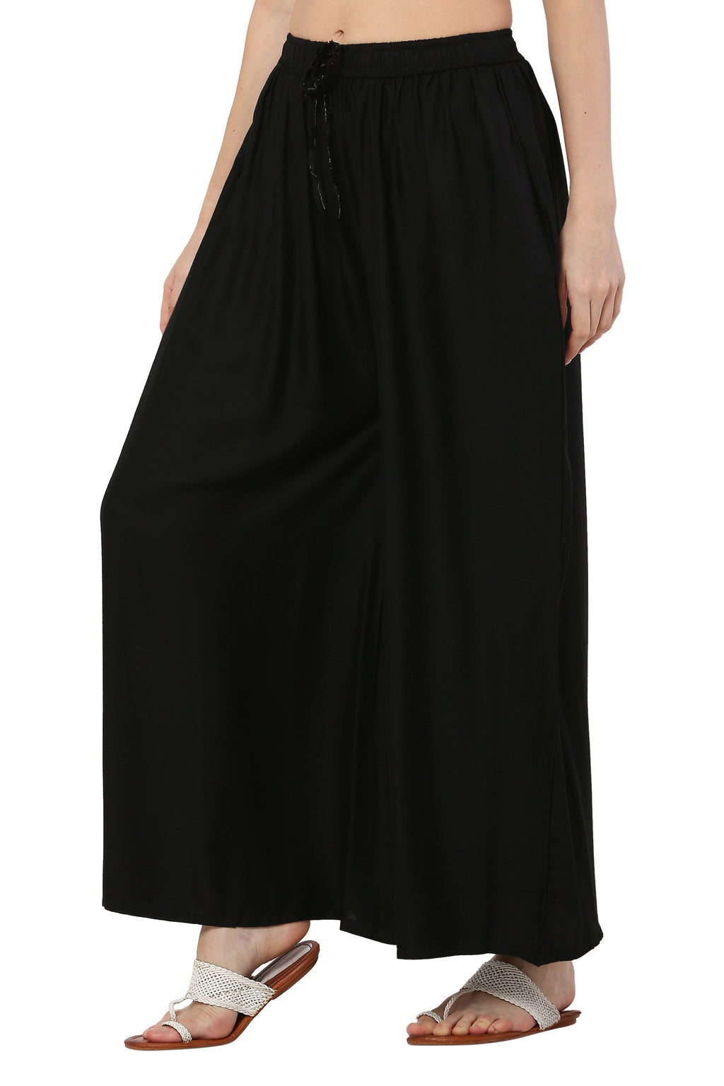 PAVONINE Black Color Rayon Fabric Jumbo Sharara For Women
