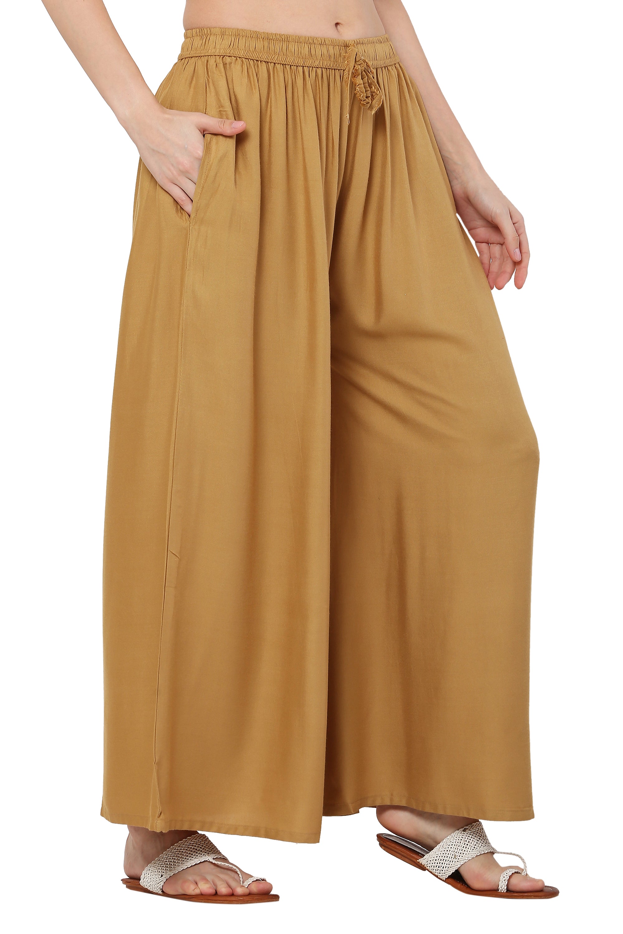 PAVONINE Beige Color Rayon Fabric Jumbo Sharara For Women