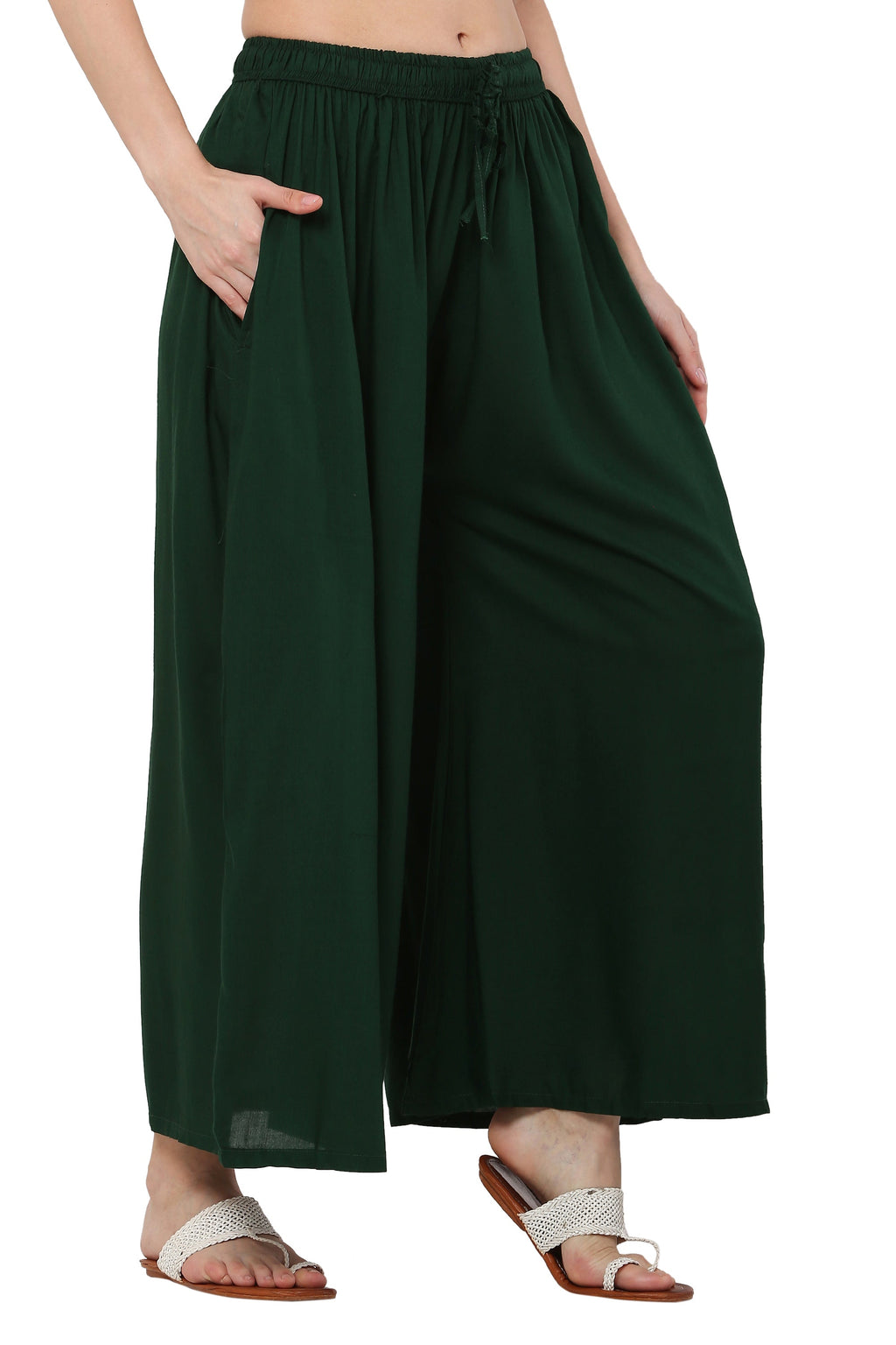 PAVONINE Bottle Green Color Rayon Fabric Jumbo Sharara For Women