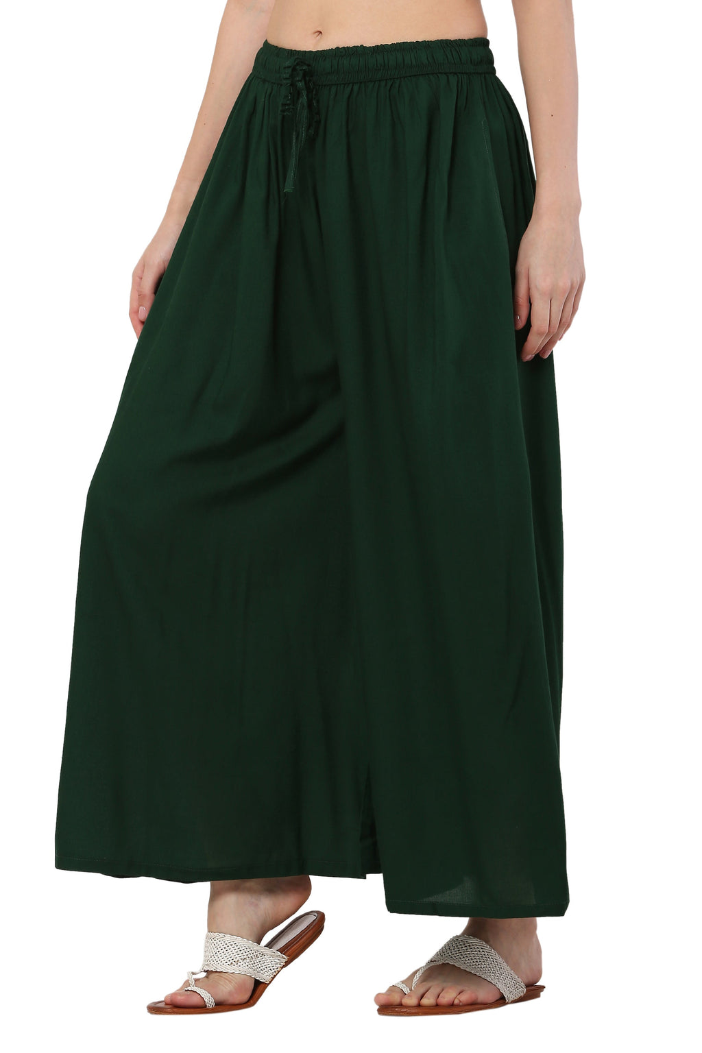 PAVONINE Bottle Green Color Rayon Fabric Jumbo Sharara For Women