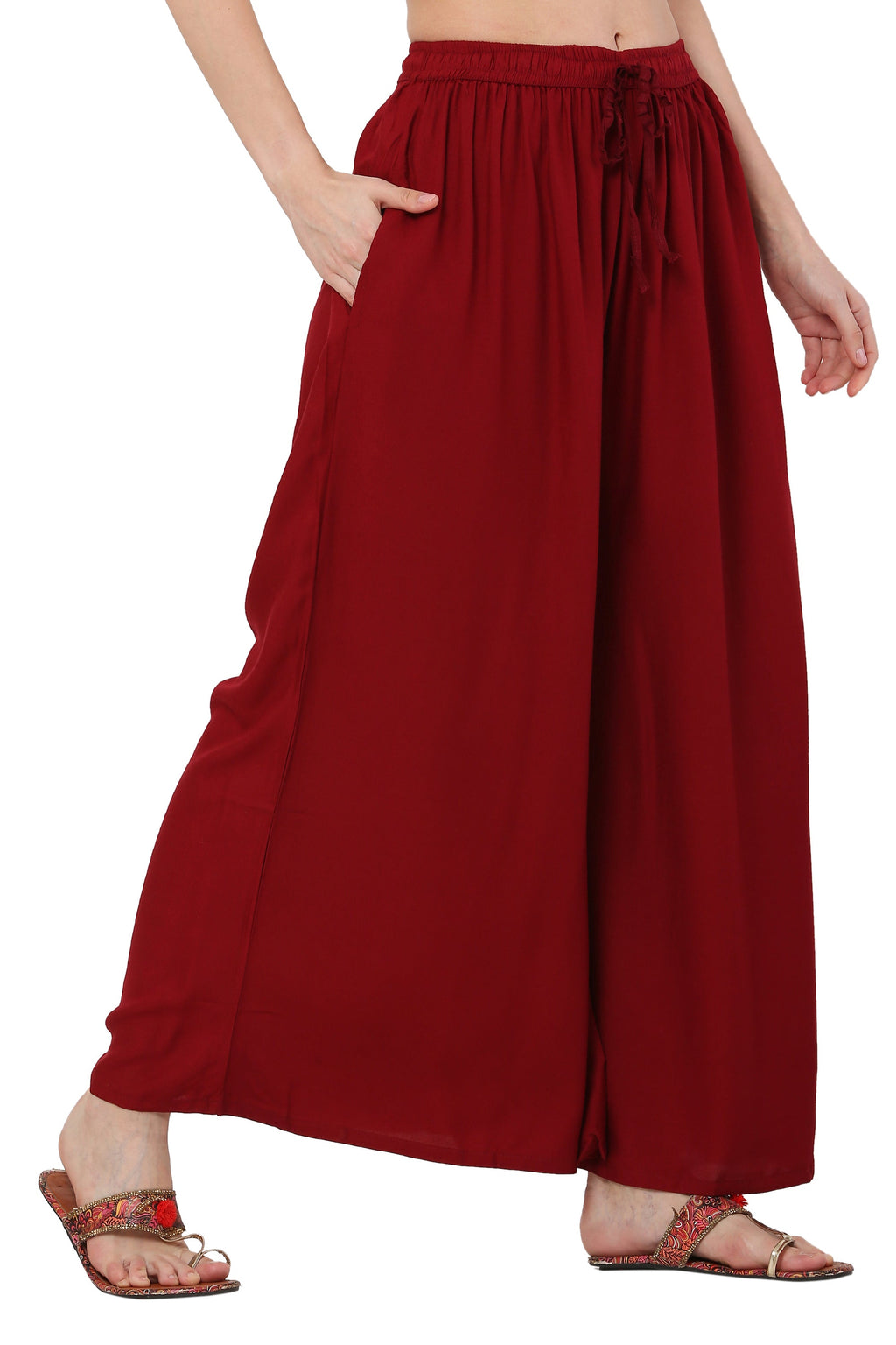 PAVONINE Maroon Color Rayon Fabric Jumbo Sharara For Women