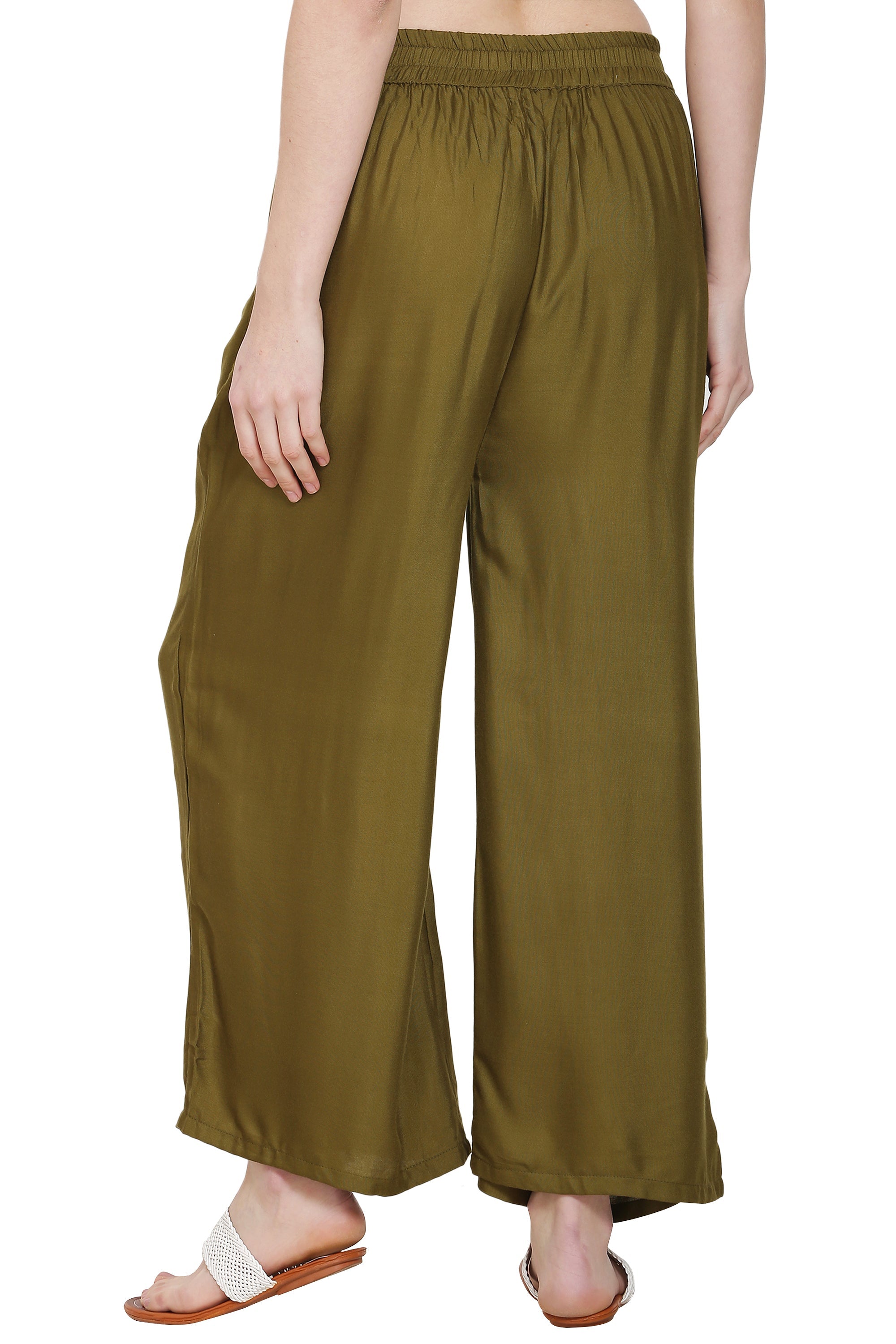 PAVONINE Mehandi Color Rayon Fabric Jumbo Sharara For Women
