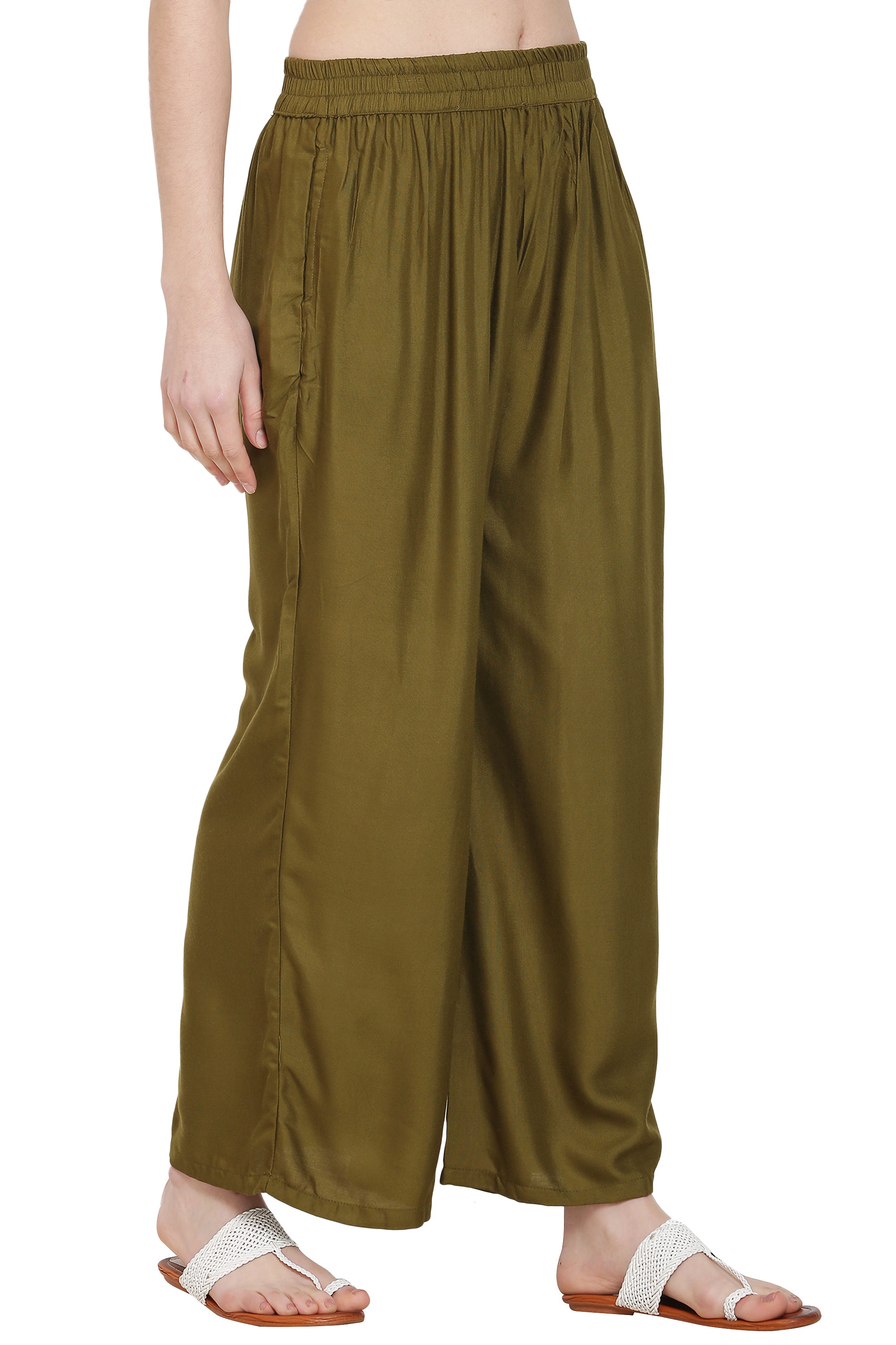 PAVONINE Mehandi Color Rayon Fabric Jumbo Sharara For Women