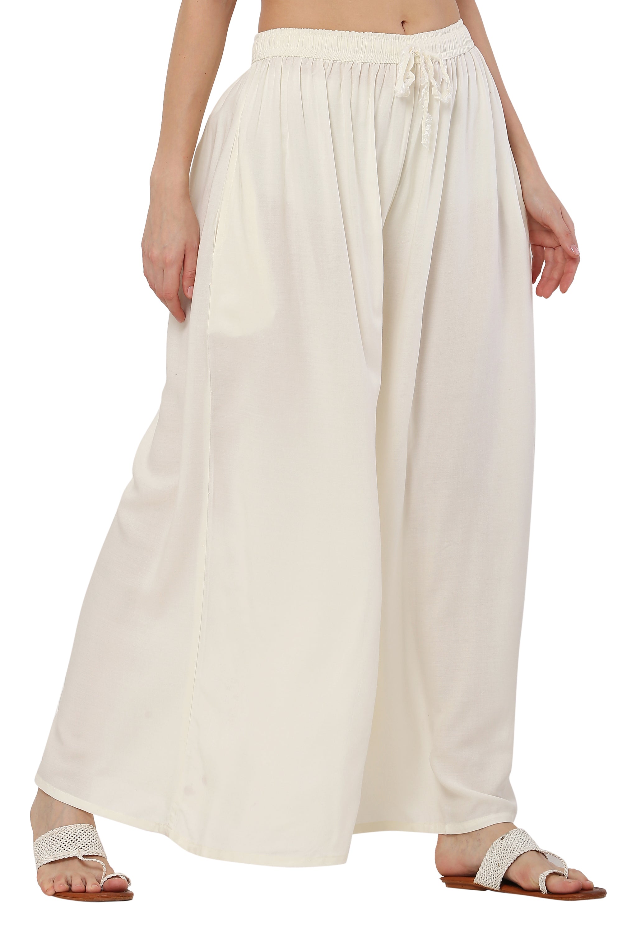 PAVONINE Off White Color Rayon Fabric Jumbo Sharara For Women